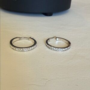 Classic Crystal Hoop Earrings - Sterling Silver with cubic zirconia